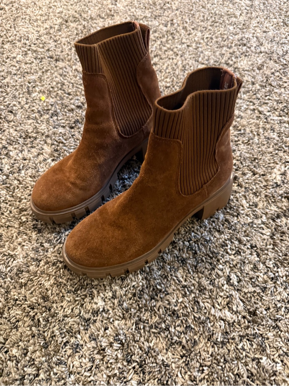 Steve Madden Brown Suede Chelsea Lug Booties